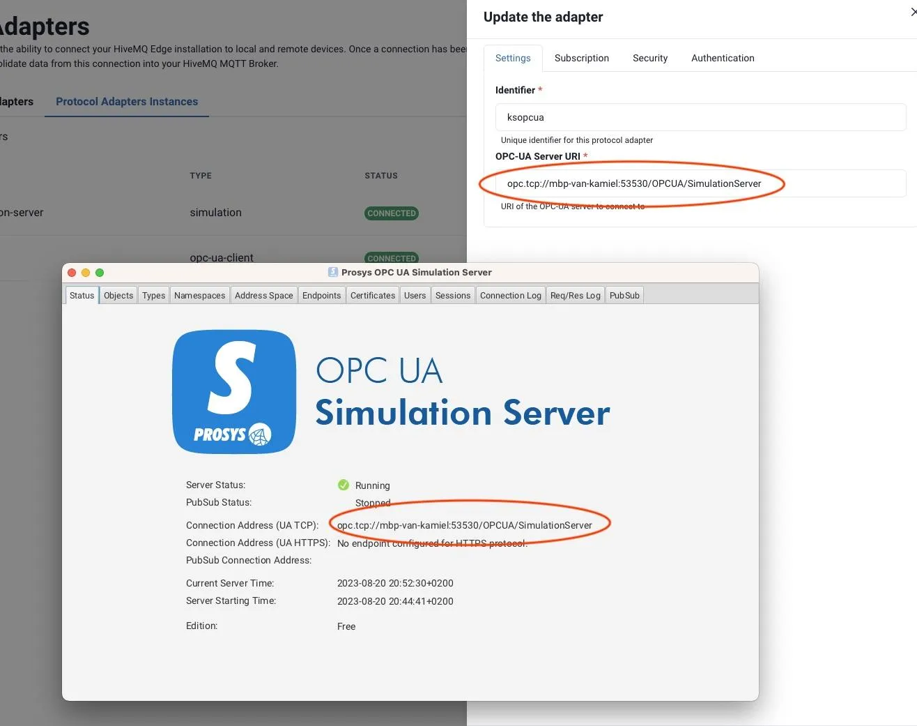 OPCUA Simulator Server
