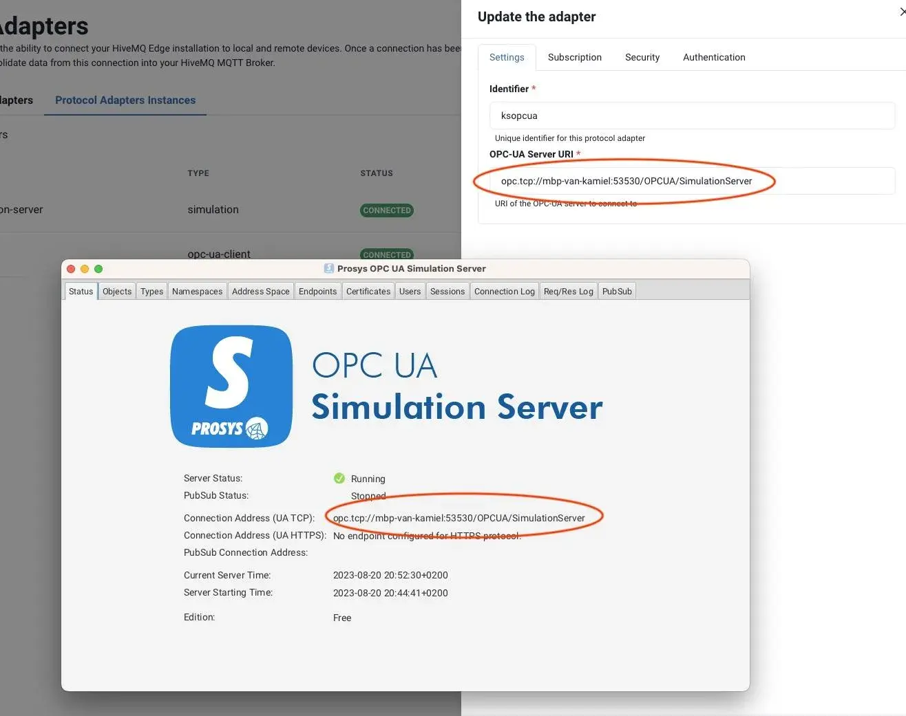 OPCUA Simulator Server