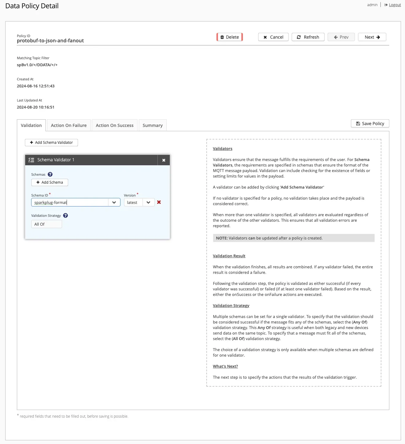 First page of creating a new data policy in the Control Center First page of creating a new data policy in the Control Center