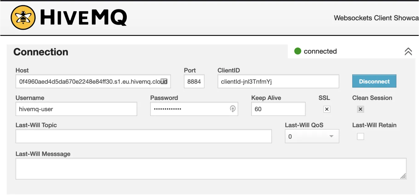 HiveMQ Websocket Client Showcase