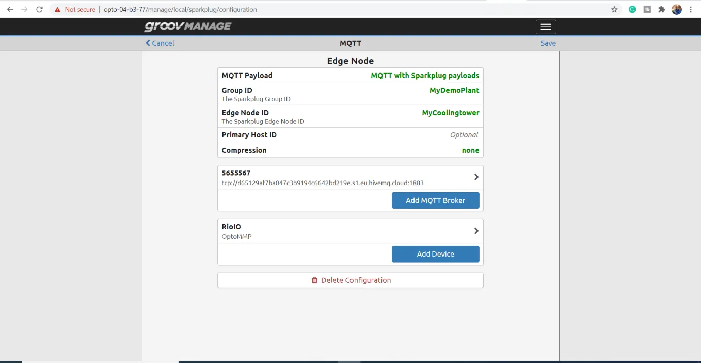 Groovmanage Edge Node Configuration