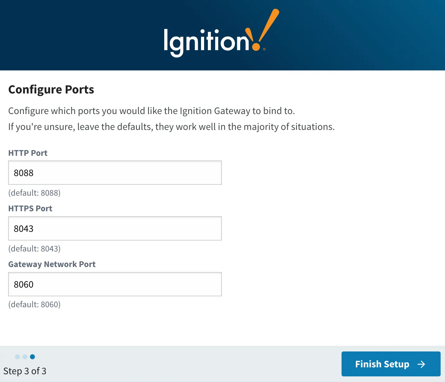 Configuring ports on Ignition