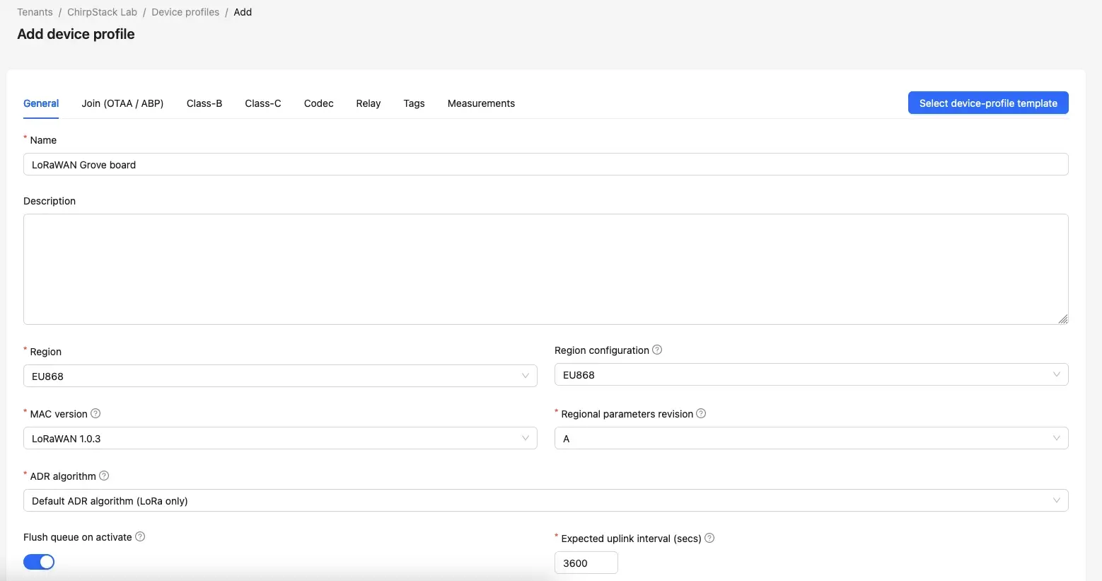 Add Device Profile
