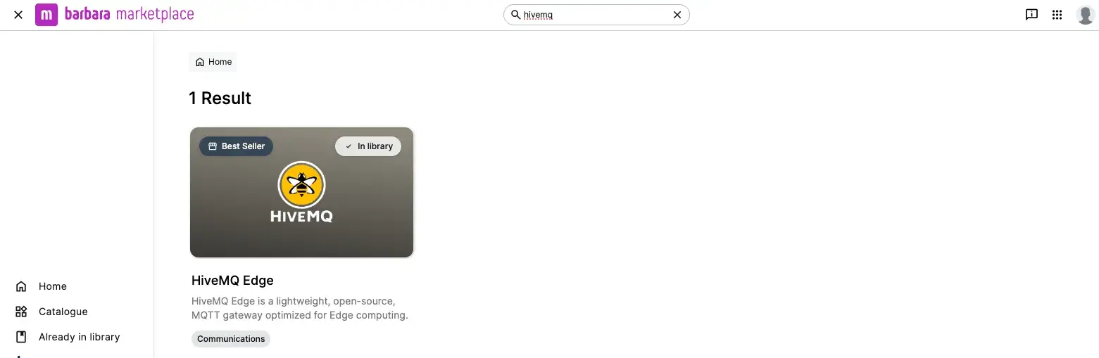 HiveMQ Edge on Barbara Marketplace