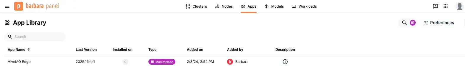 Barbara panel for integrating HiveMQ Edge