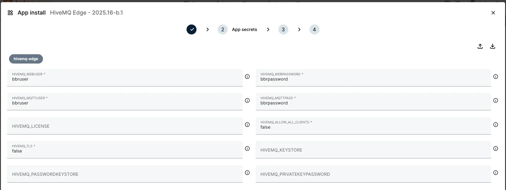 Configuring application secret properties on Barbara Configuring application secret properties on Barbara