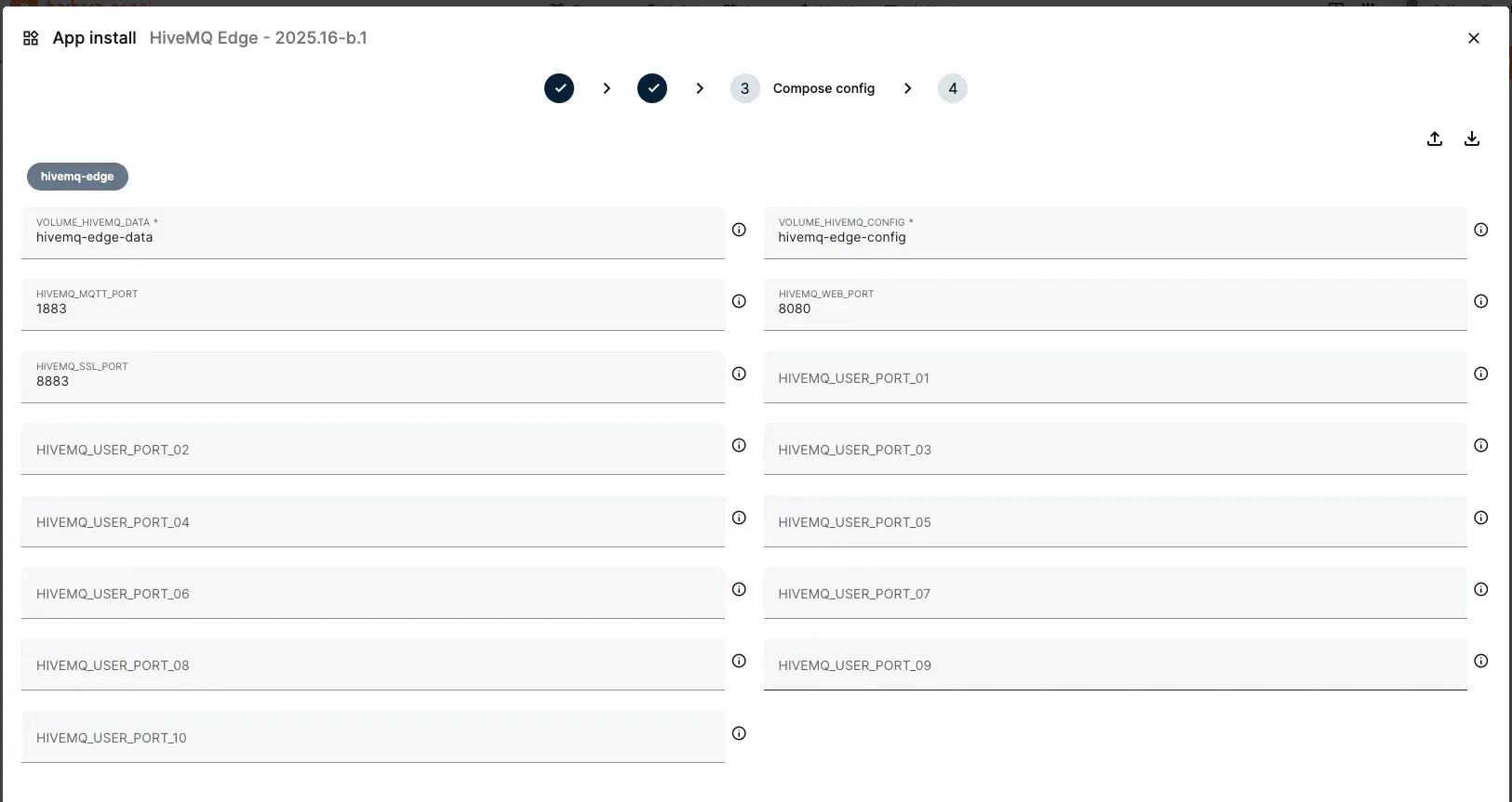 Configuring advanced properties like MQTT listener port on Barbara