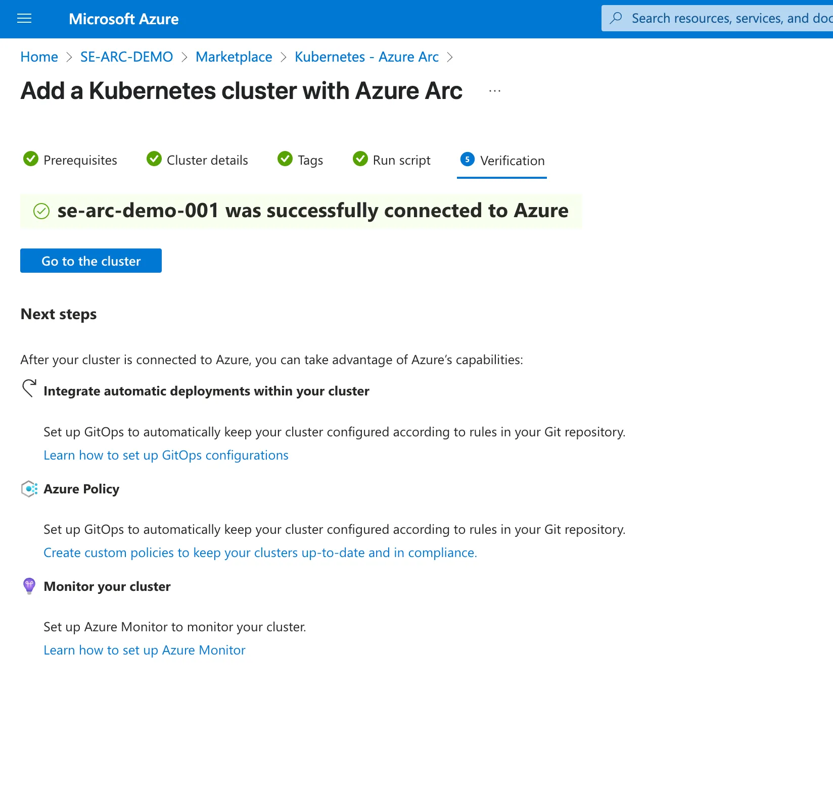 Validate the connectivity to add Kubernetes cluster with Azure Arc