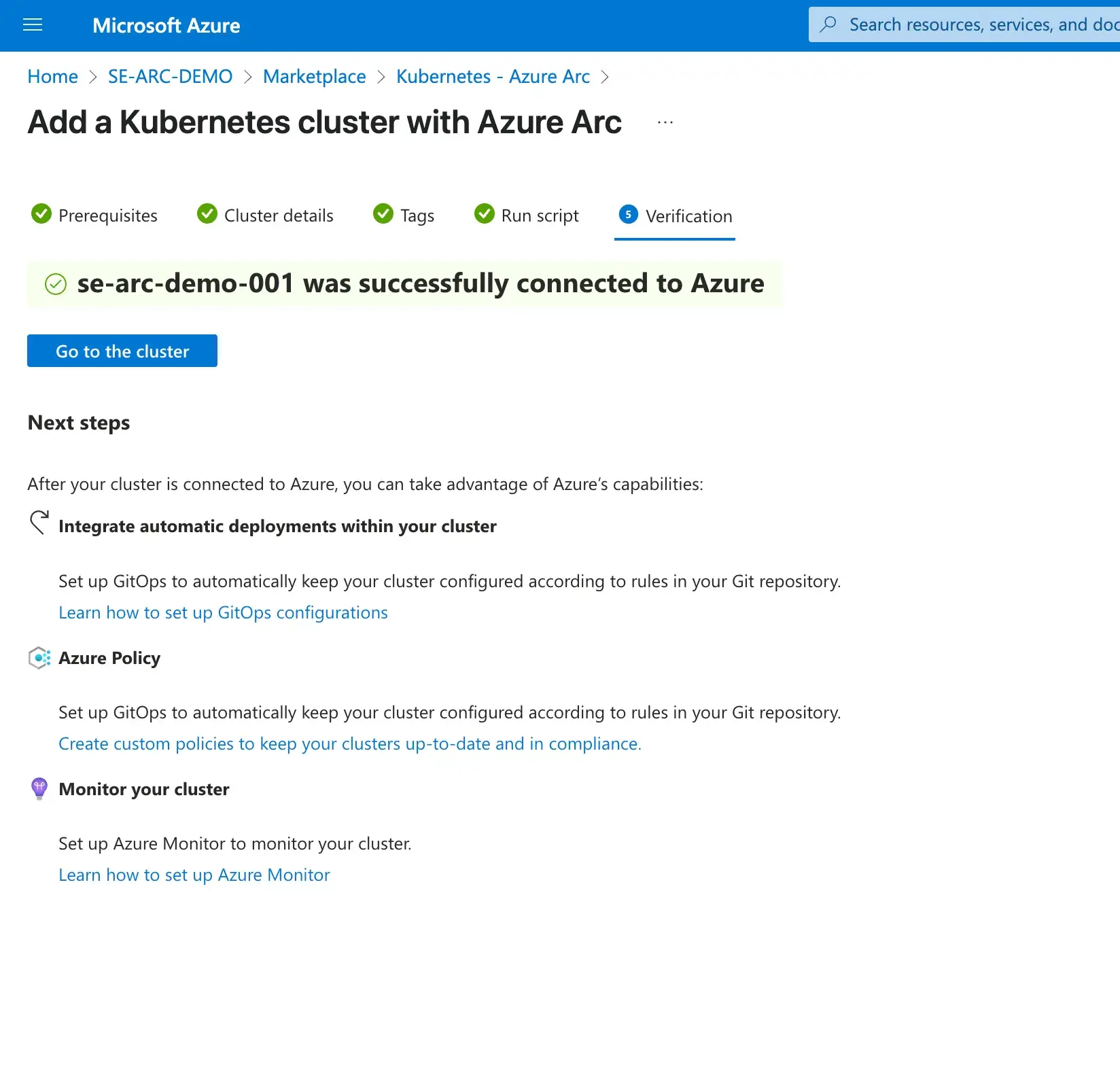 Validate the connectivity to add Kubernetes cluster with Azure Arc
