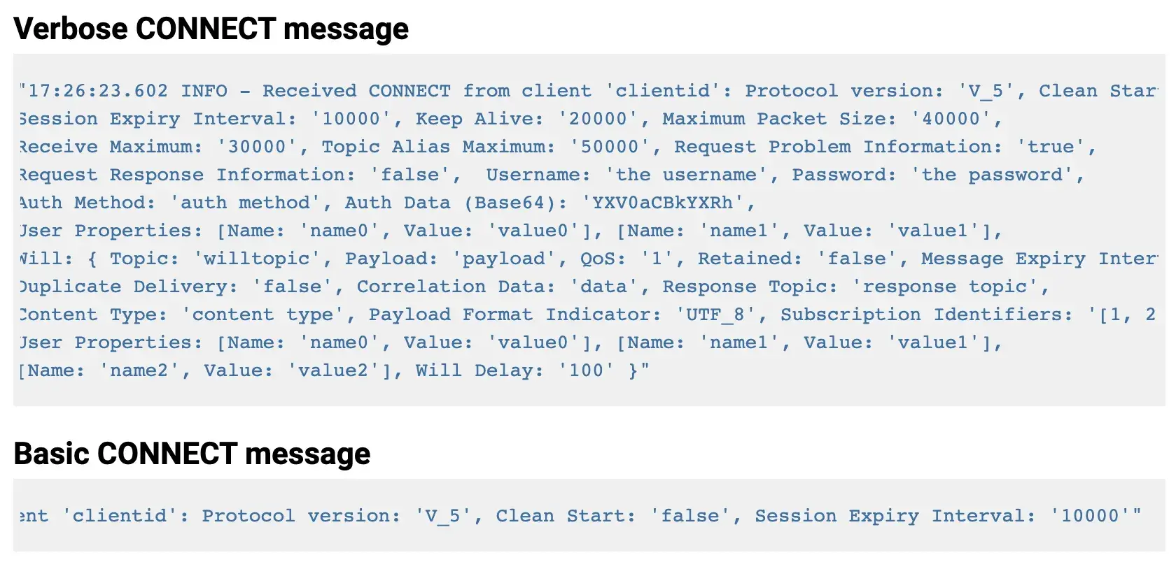 Verbose CONNECT message