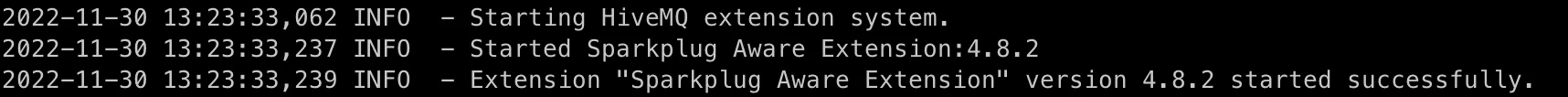 After restarting HiveMQ, the Sparkplug Aware Extension should be ready