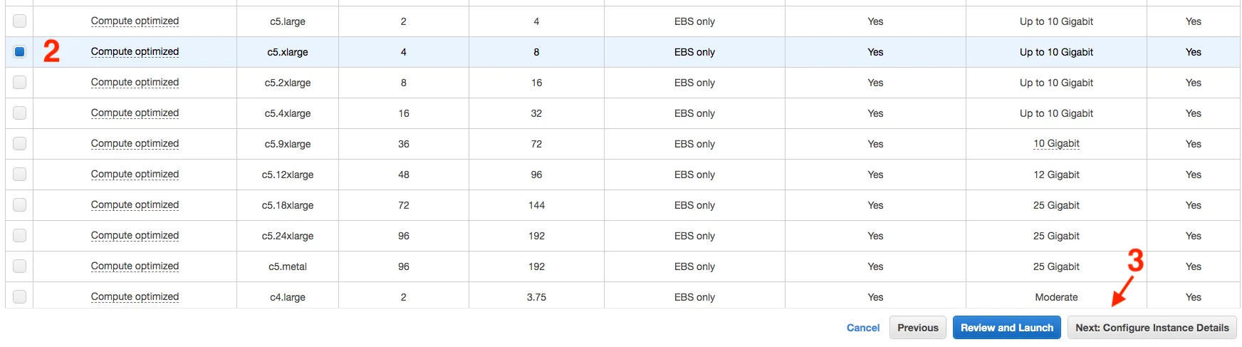 Configure the instance details