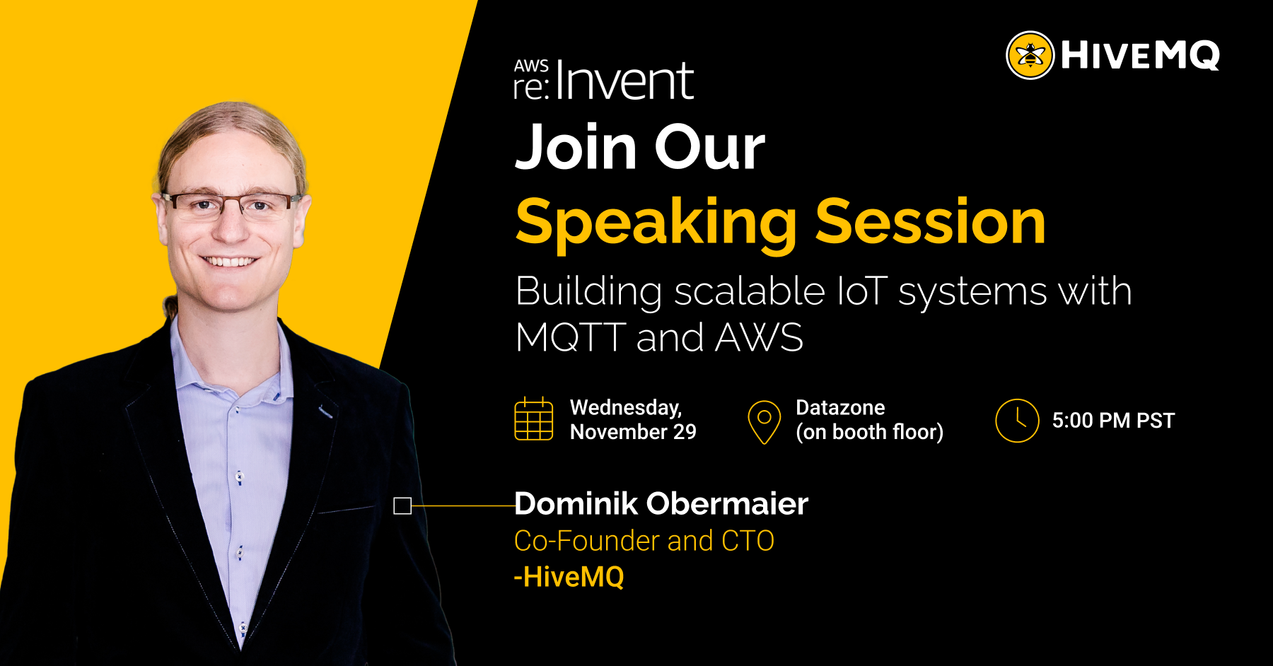 HiveMQ CTO Dominik Obermaier talk at AWS re Invent 2023