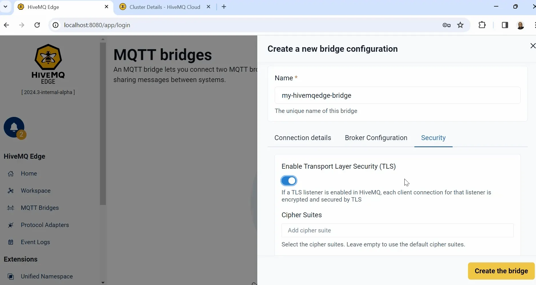 Enable TLS on HiveMQ Edge