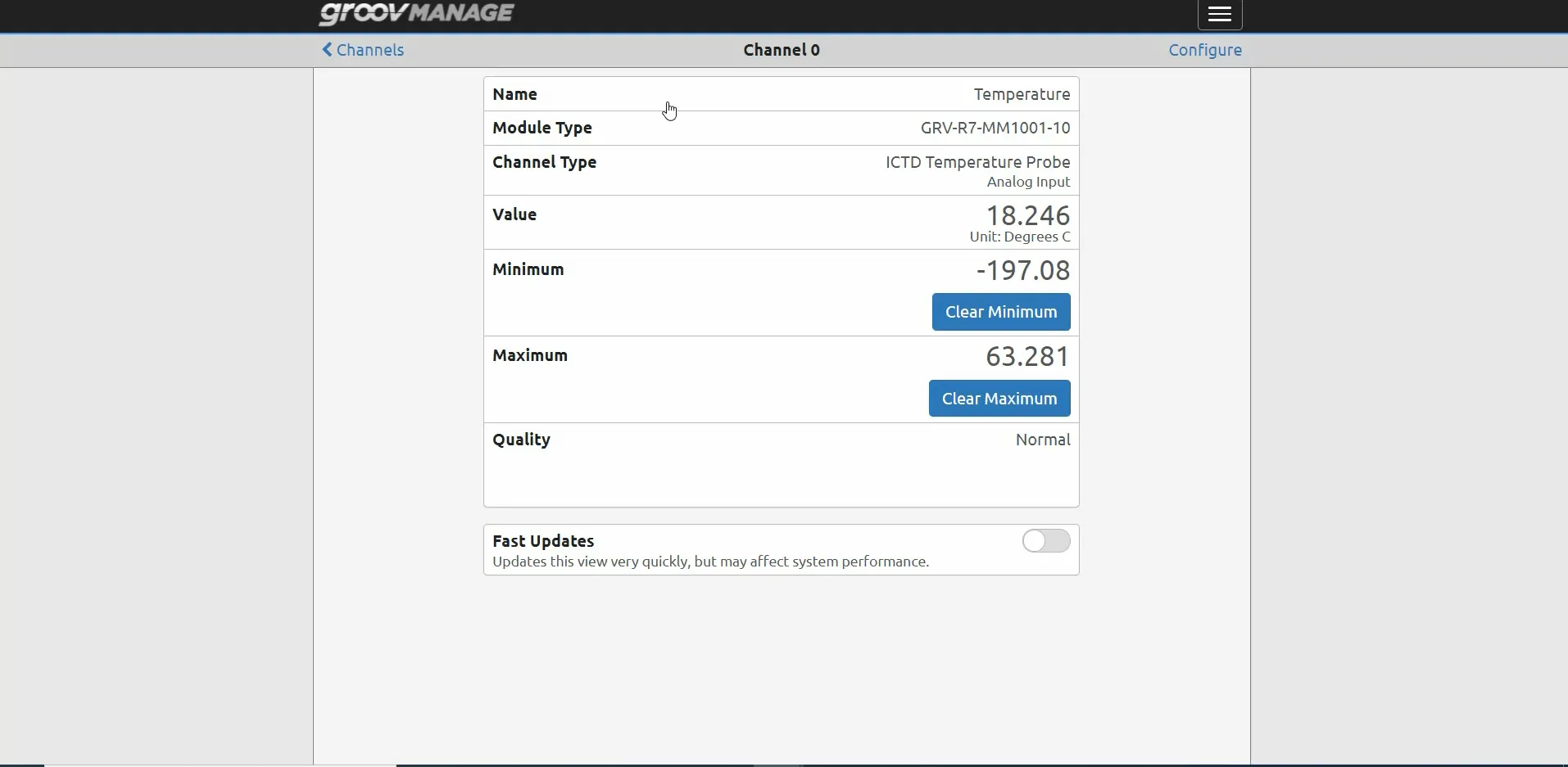 Groovmanage Channel 0 Properties