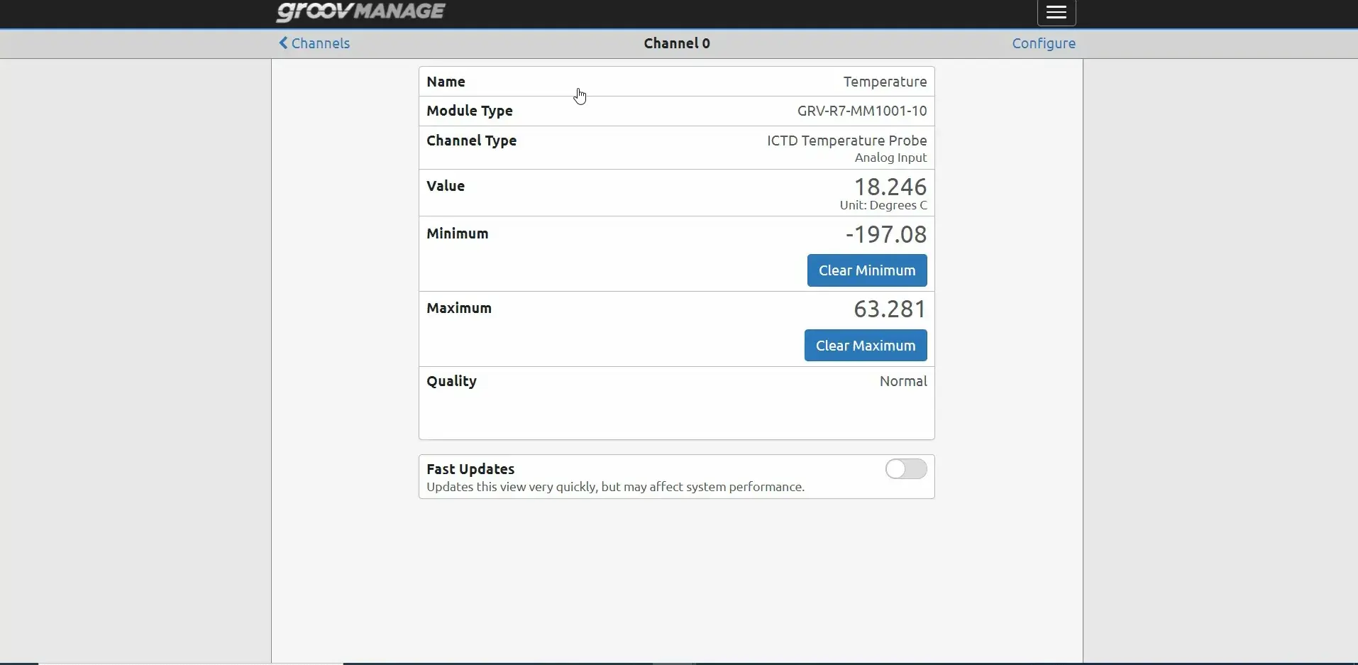 Groovmanage Channel 0 Properties