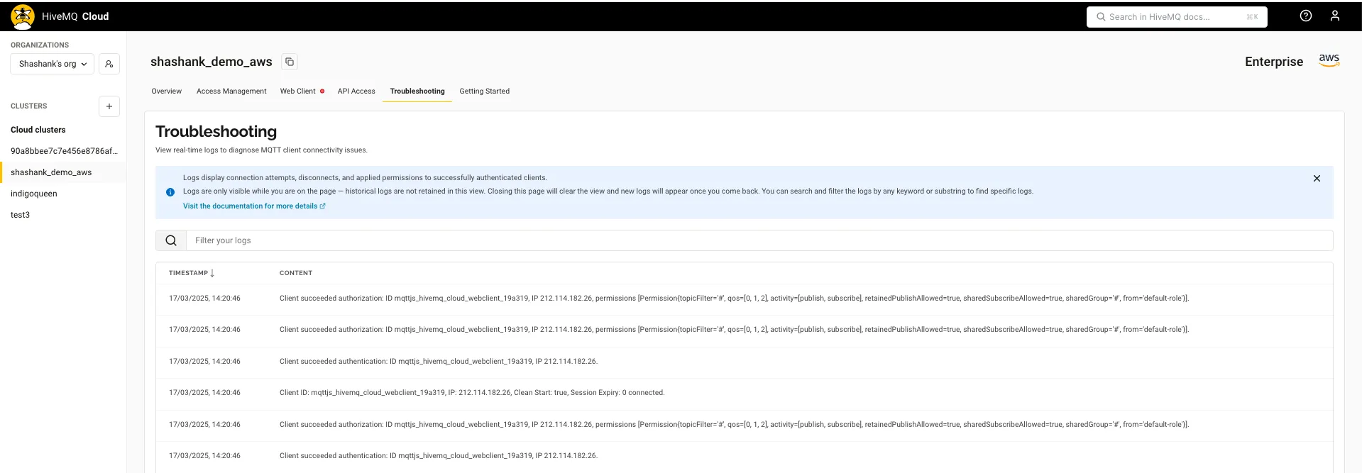 HiveMQ Cloud Troubleshooting Overview