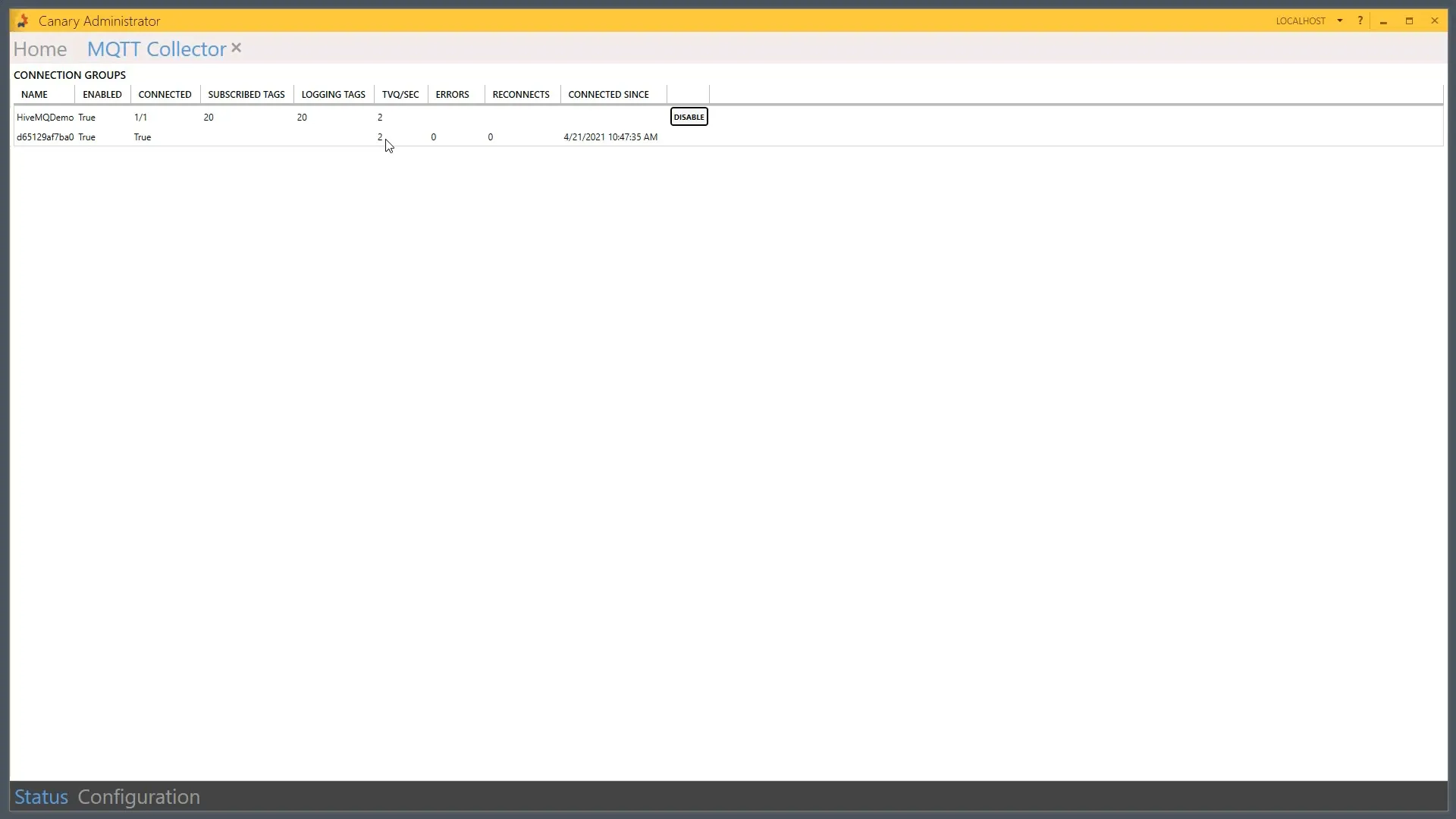 Canary Administration MQTT Collectors