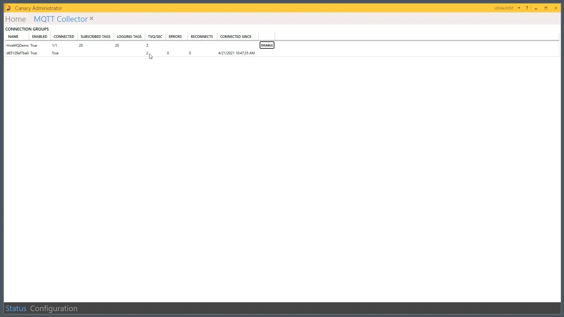 Canary Administration MQTT Collectors