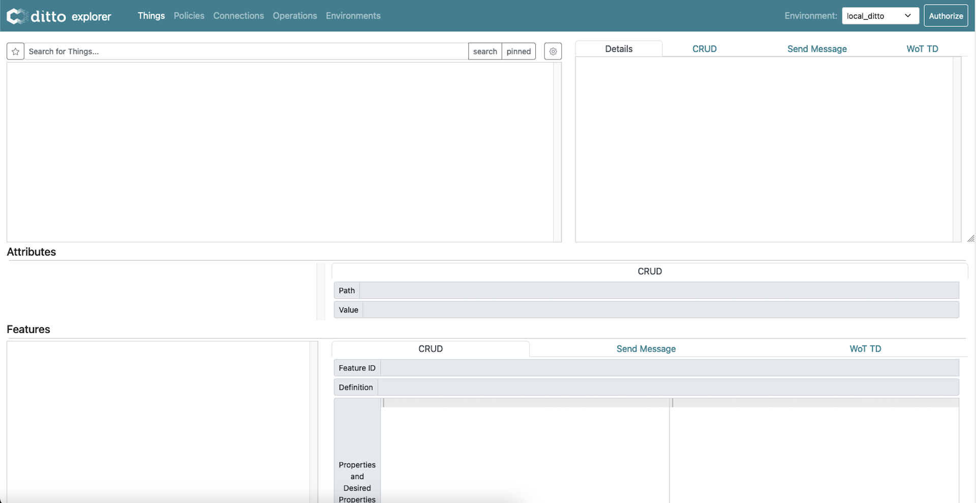 Eclipse Ditto Explorer web interface via localhost