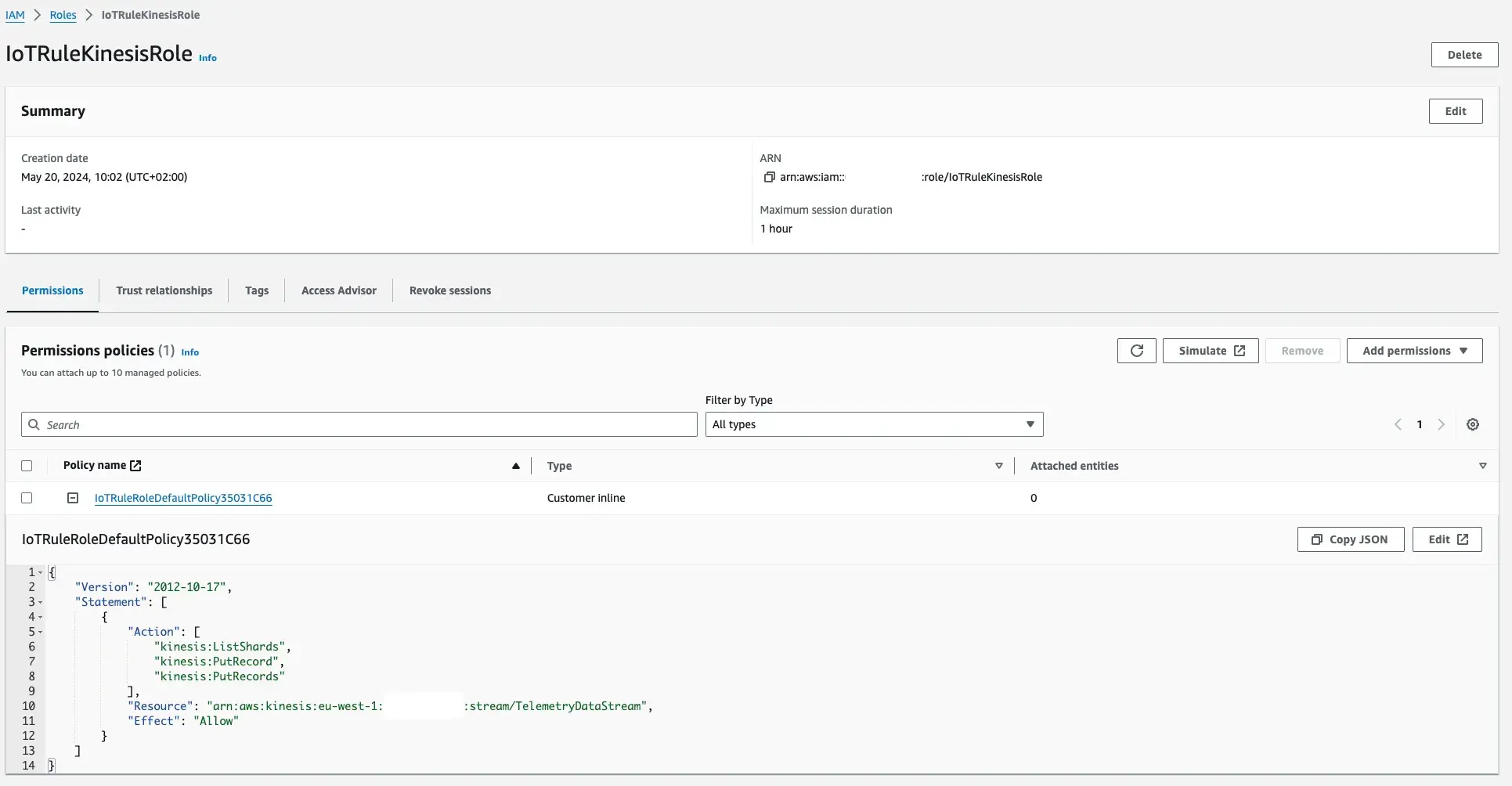 AWS IAM Role and IAM Policy in the AWS Web Console