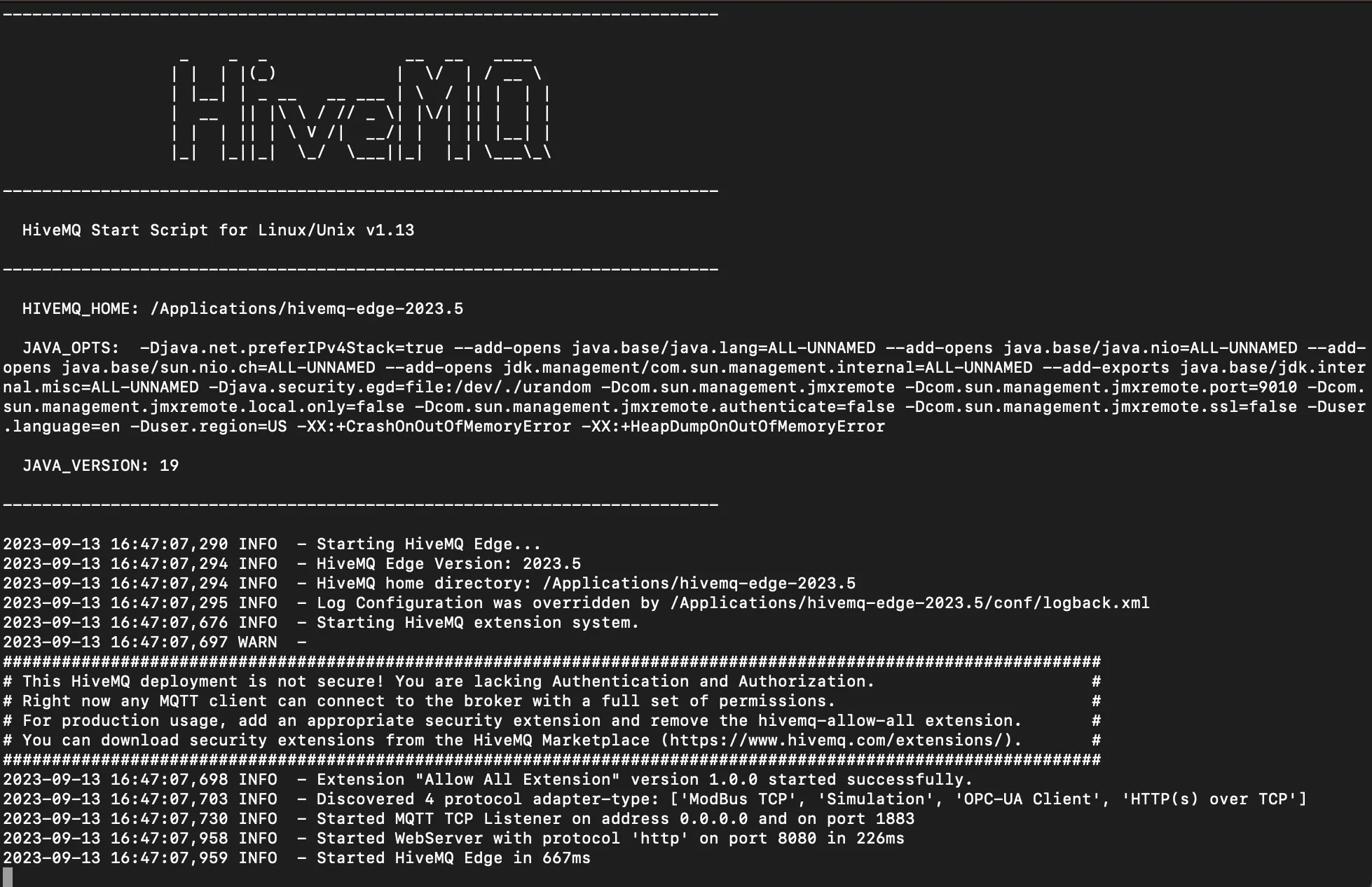 Deployment of HiveMQ Edge