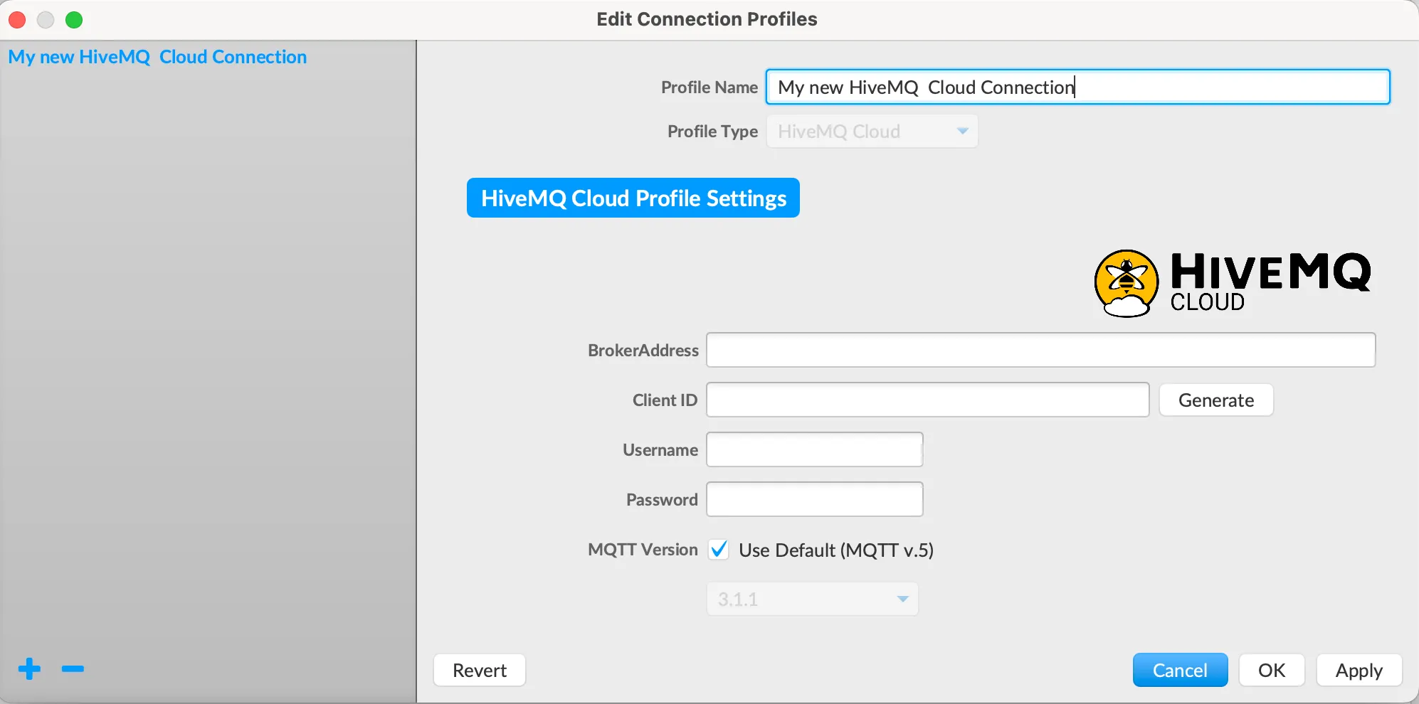 HiveMQ Cloud Connection on MQTT.fx