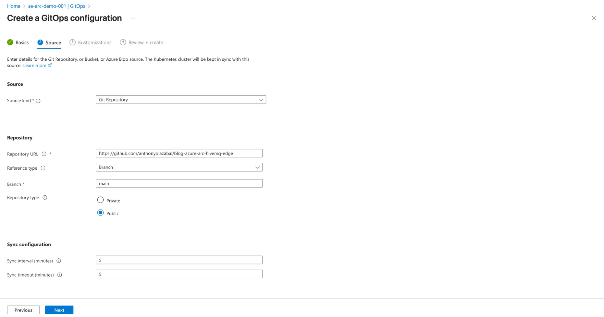 Creating a GitOps Configuration on Microsoft Azure Arc