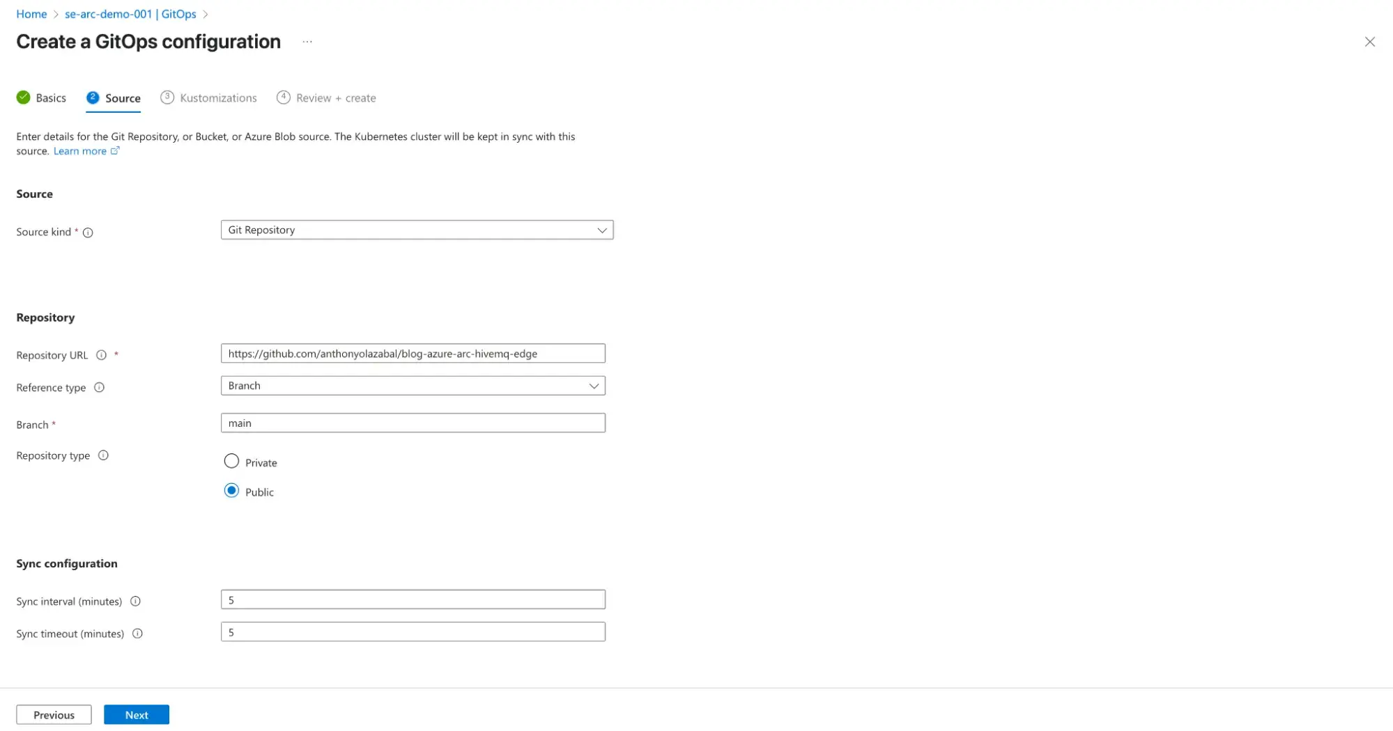Creating a GitOps Configuration on Microsoft Azure Arc