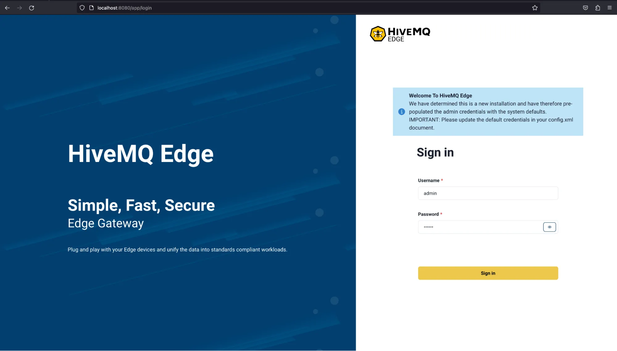 Accessing the HiveMQ Edge Interface