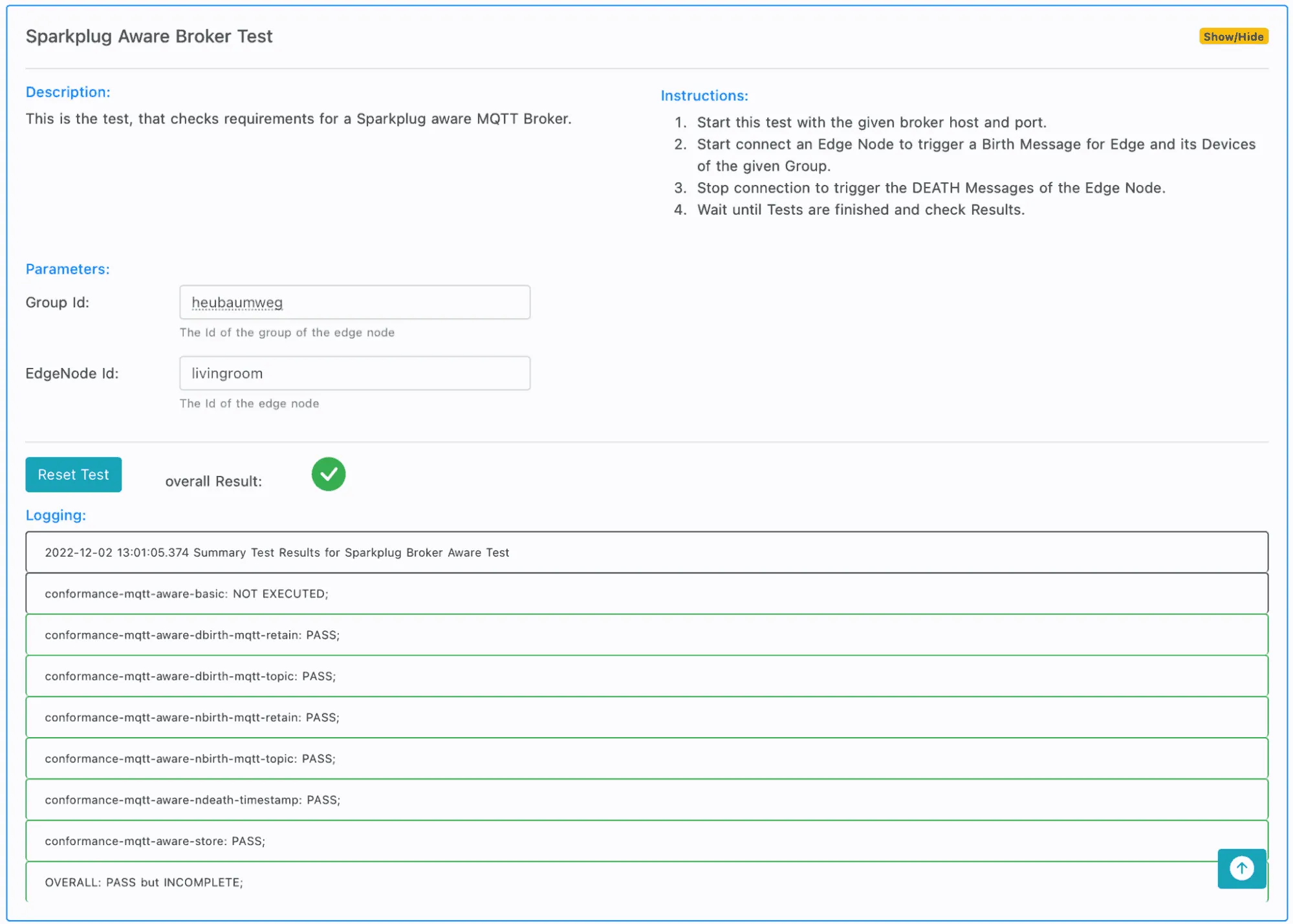 Sparkplug Aware Broker Test