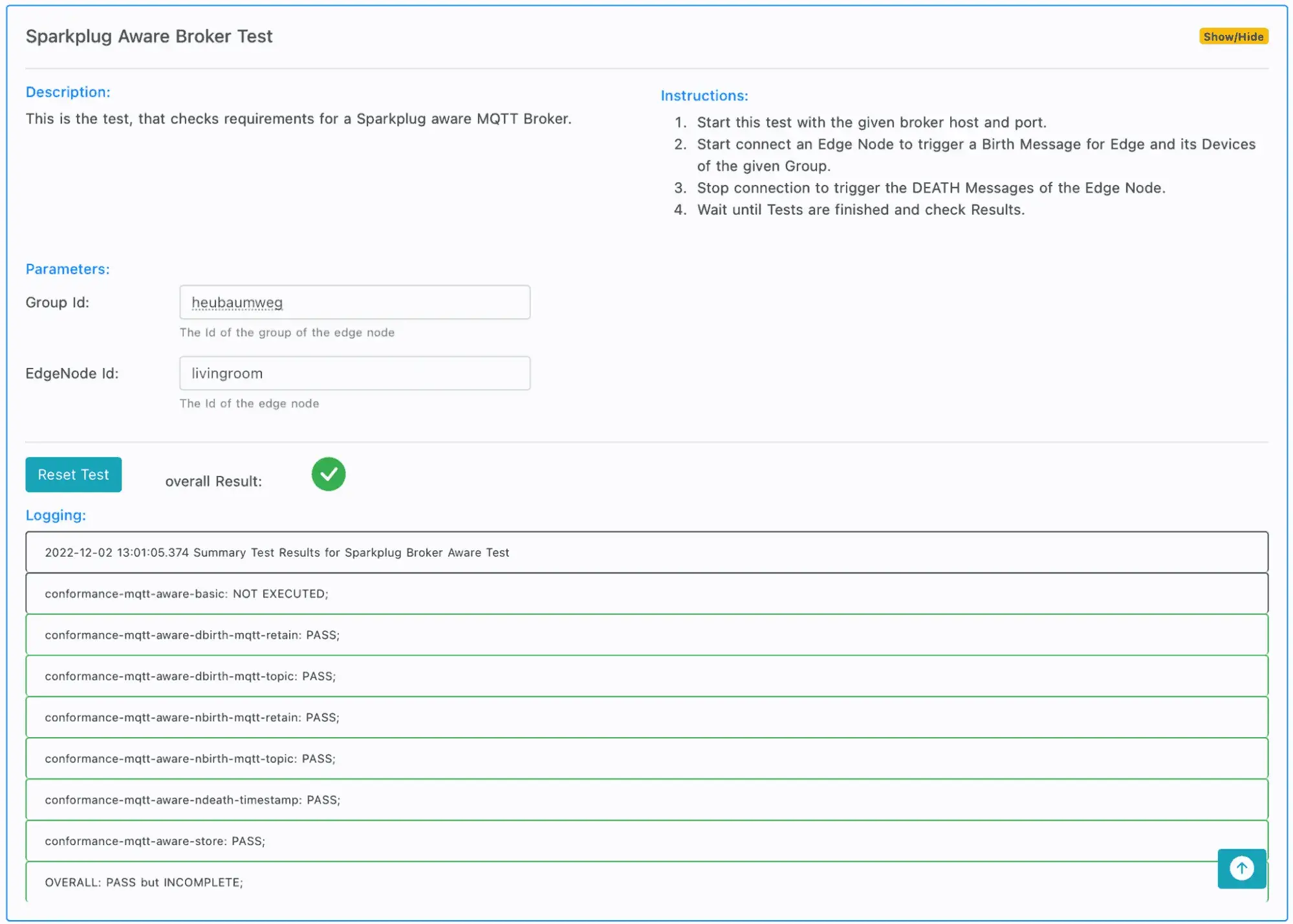 Sparkplug Aware Broker Test