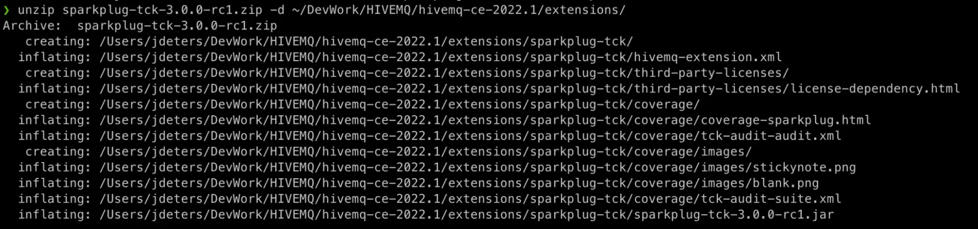 Unzip the sparkplug-tck-3.0.0-rc1.zip
