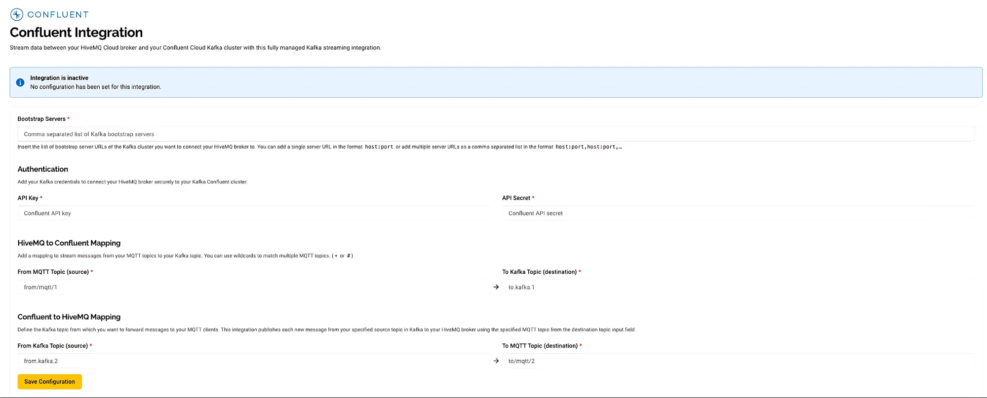 Confluent Cloud Integration for HiveMQ Cloud Enterprise Offerings