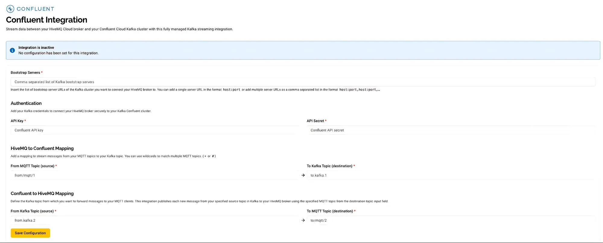 Confluent Cloud Integration for HiveMQ Cloud Enterprise Offerings