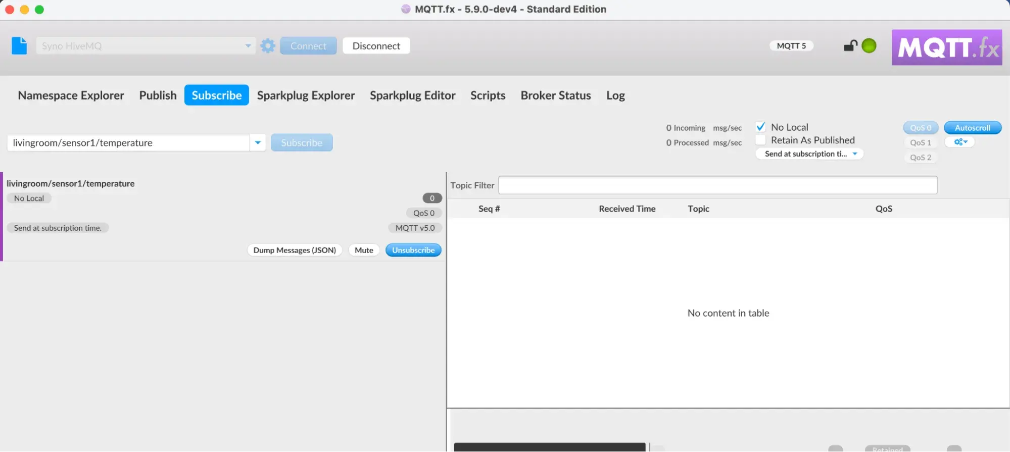 MQTT.fx Subscribe