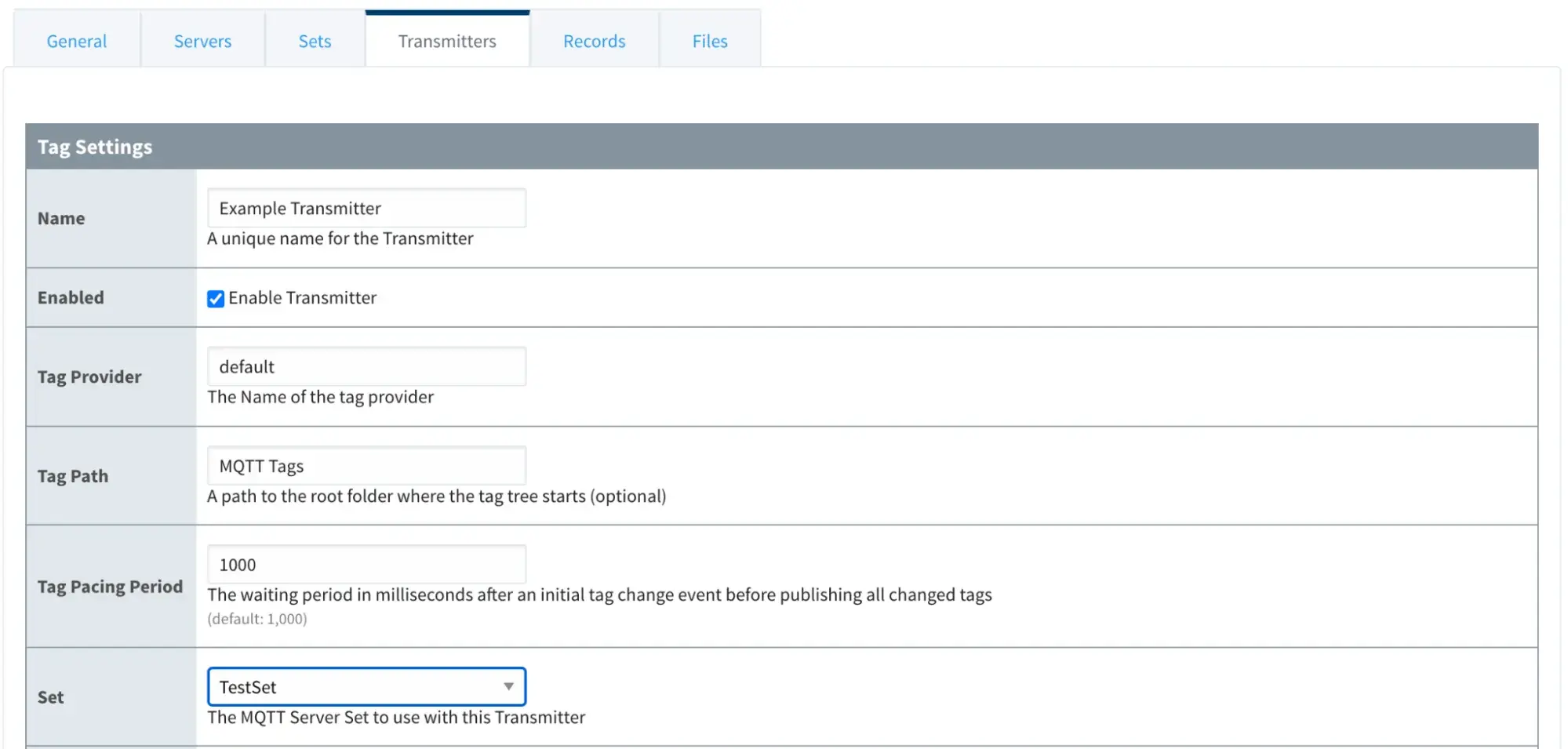 Create new MQTT Server Setting