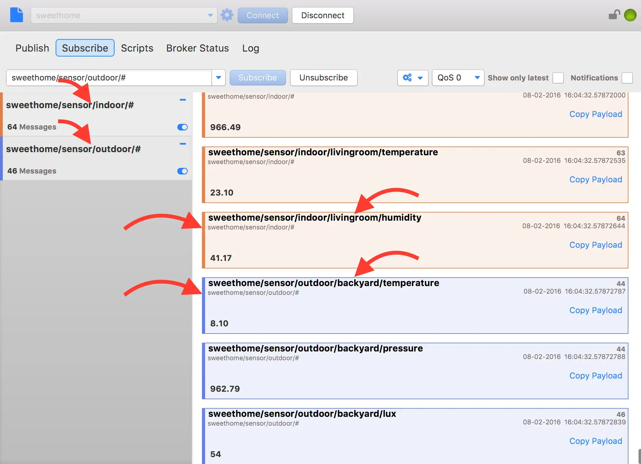 MQTT.fx Subscribe Wildcard