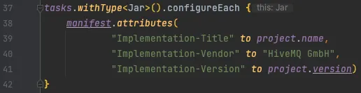 Adapt the manifest attributes in build.gradle.kts
