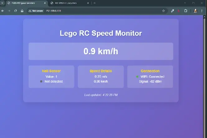 current measurement and sensor status of IoT telementry speed tracker solution