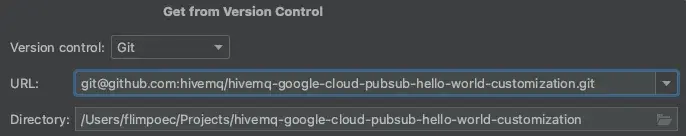 Paste the Hello World Customization GitHub URL