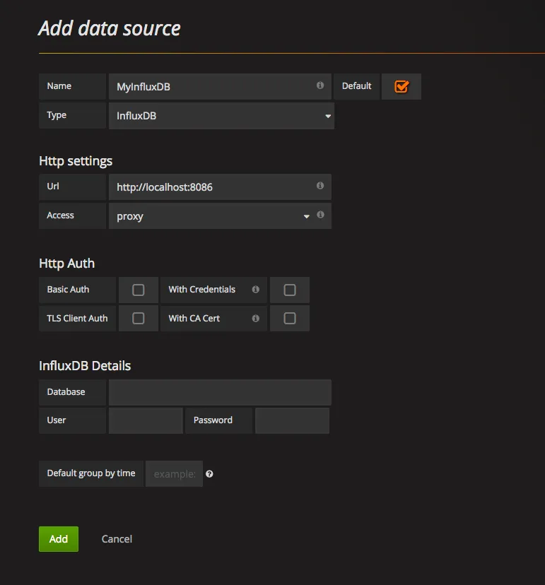 Configure InfluxDB