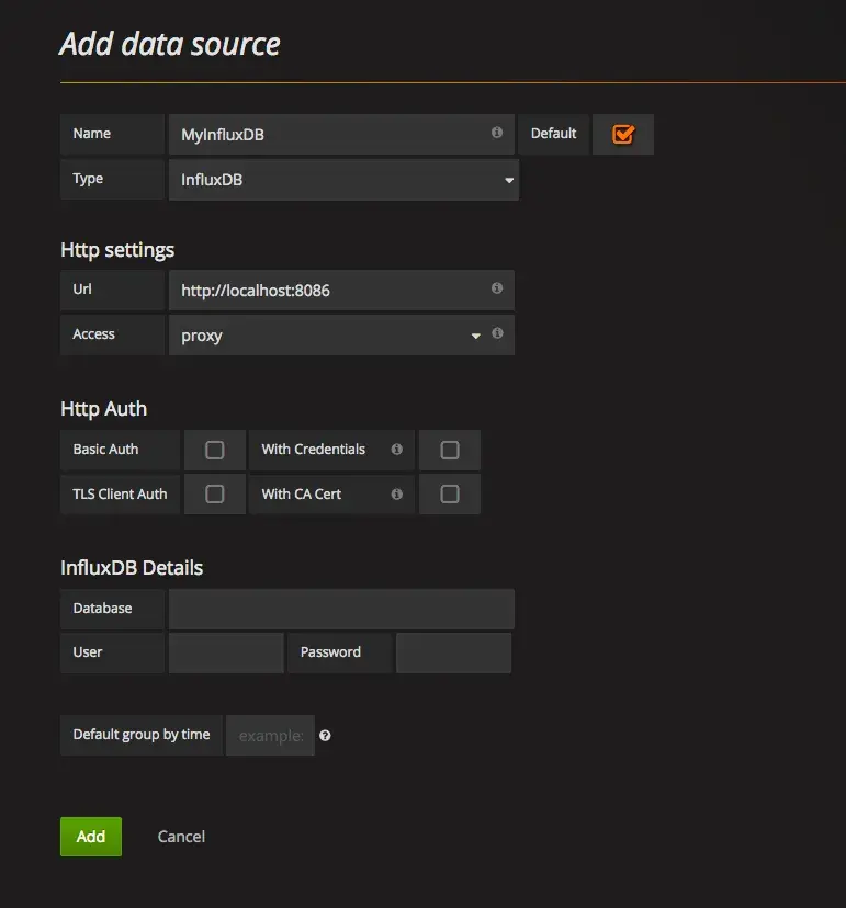 Configure InfluxDB