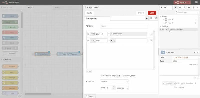 Double-click on the timestamp and set it to repeat at intervals of five seconds
