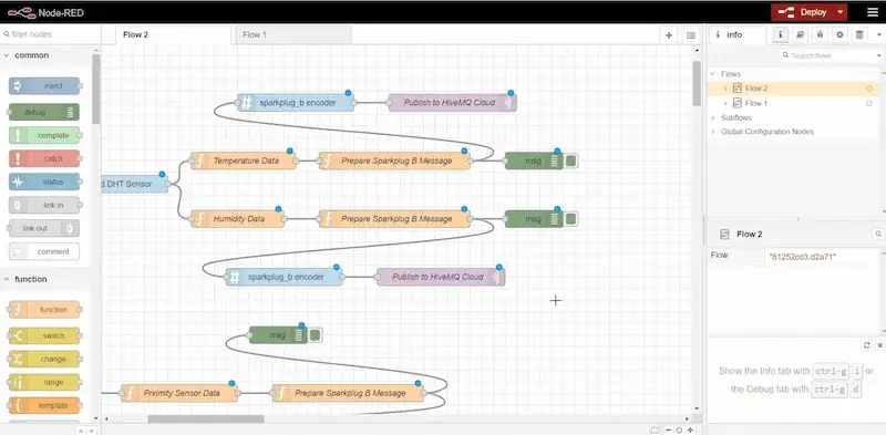 Use Node-Red’s_ debug_ nodes to see the information
