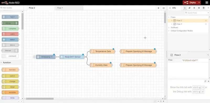 Create two function blocks called Prepare Sparkplug B Message