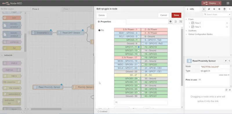 Raspberry Pi specific nodes to read the GPIO pin