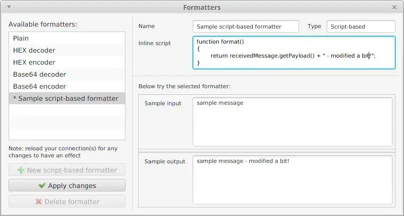 Formatters in MQTT Spy