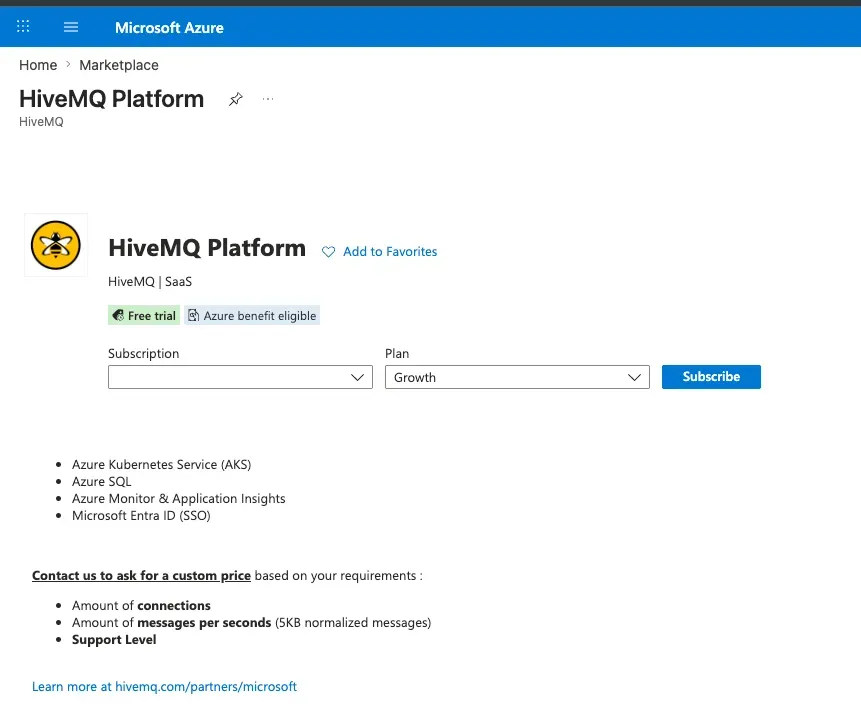 HiveMQ Now Transactable on Microsoft Marketplace