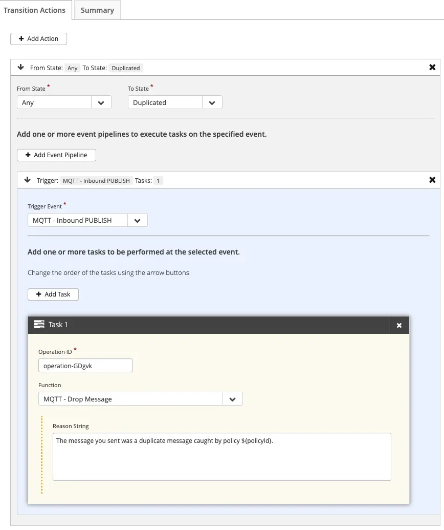 HiveMQ Control Center for Creating a Behavior Policy
